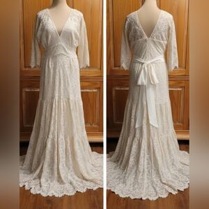​Kite and Butterfly French Lace "Rena" Boho Gown - Size Small